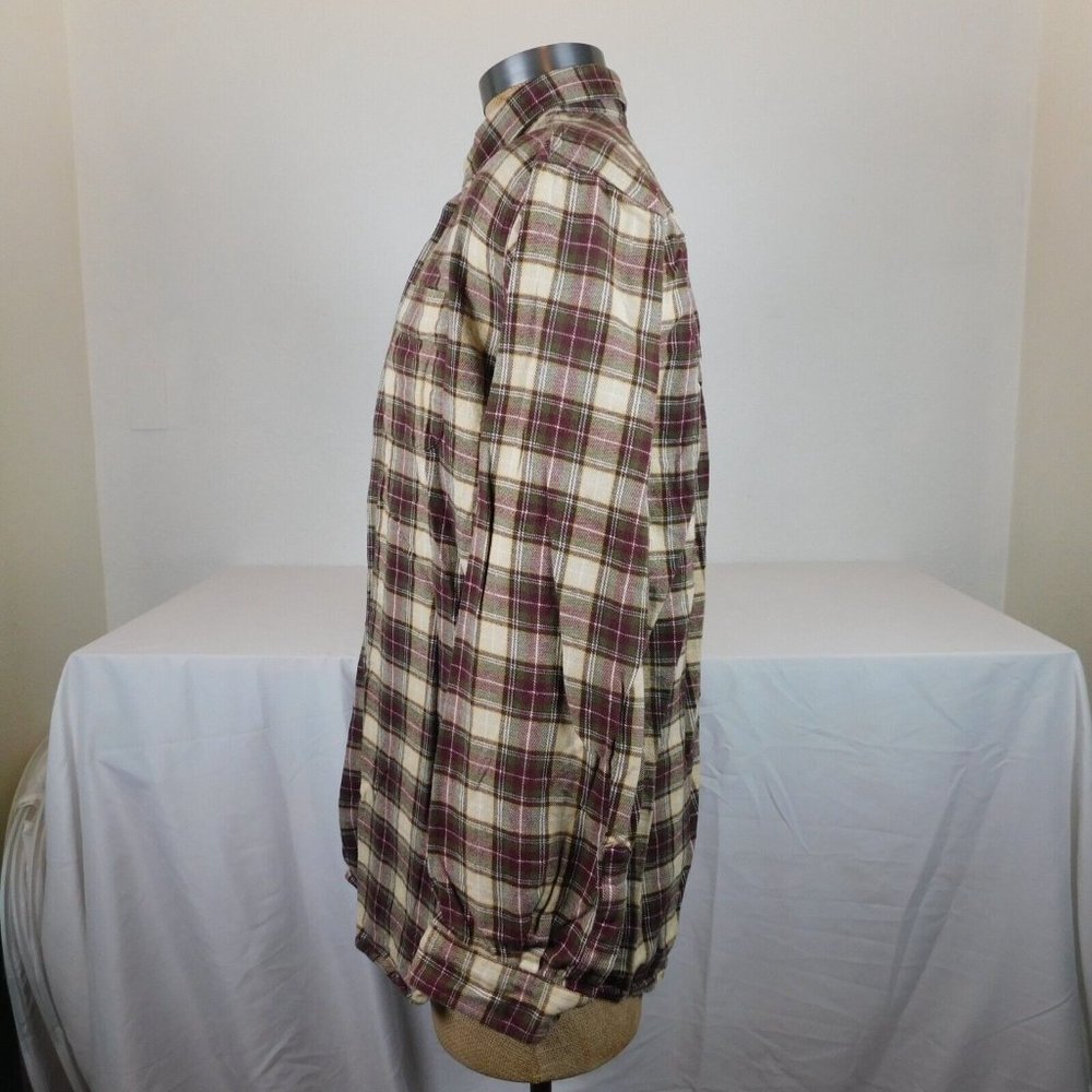 LL Bean Men Heavy Cotton Flannel Plaid Button Down Shirt Size XL Tall Multicolor - Picture 2 of 7